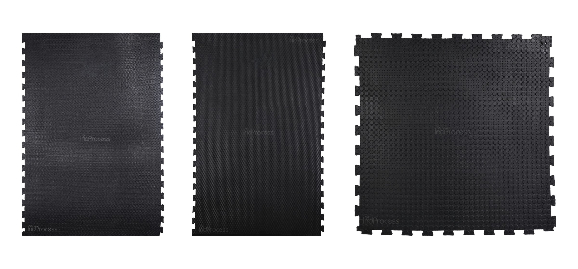 Indprocess interlocking rubber mats: diamond top, hammer top and penny top